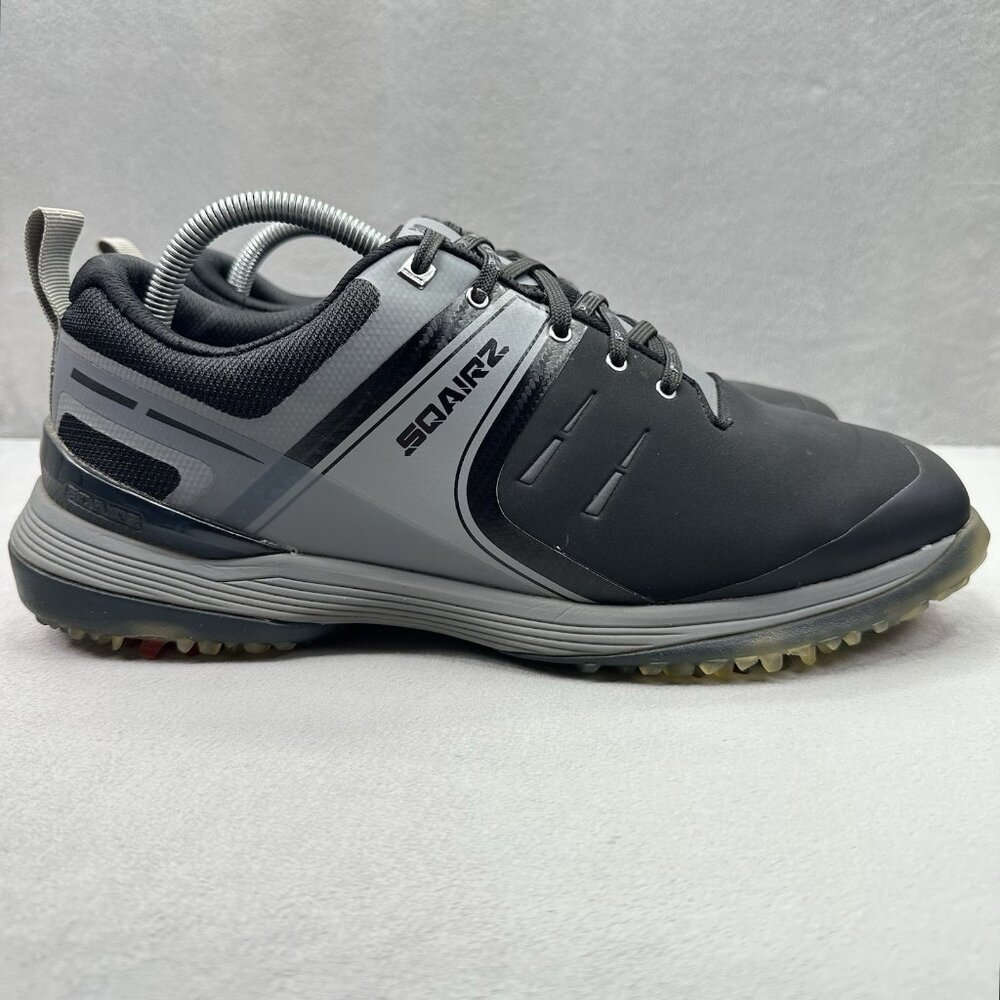 SQAIRZ Speed Mens Size 10‎ Golf Shoes Black Grey Square Toe Waterproof Spikes